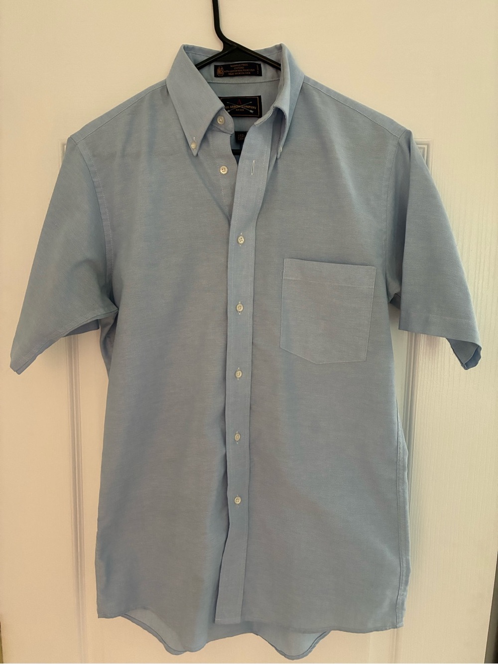 Men's Light Blue Short-Sleeve Button-Down Shirt from The Arrow Company